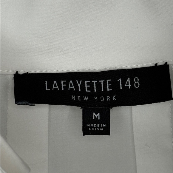 Lafayette 148 Women's White Cotton Stretch Button Front Shirt Size Medium - Picture 2 of 8